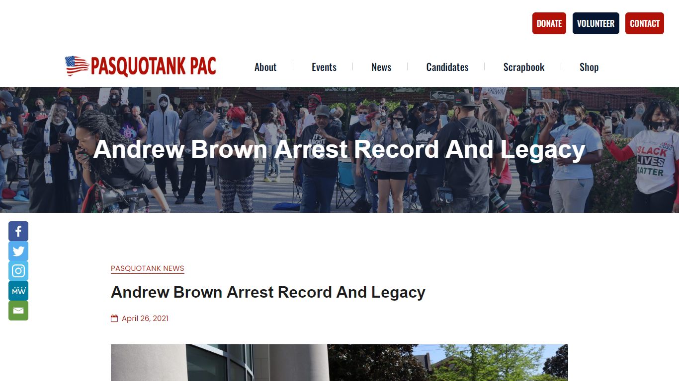 Andrew Brown Arrest Record And Legacy - Pasquotank PAC