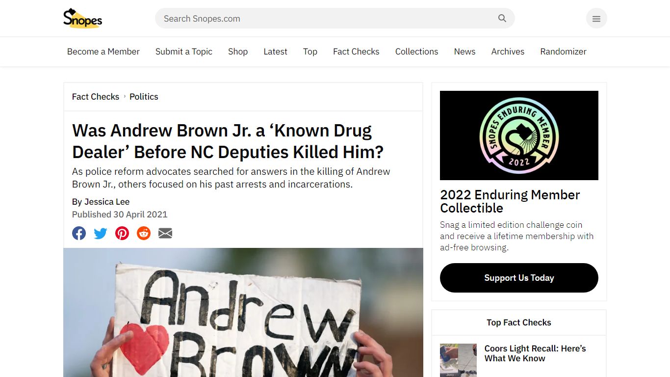 Was Andrew Brown Jr. a 'Known Drug Dealer' Before NC Deputies Killed ...